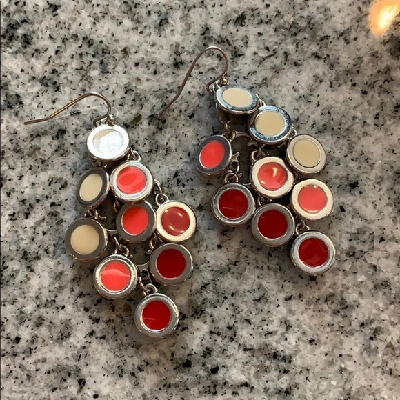 Pink and White Circles Earrings - Picture 3 of 6